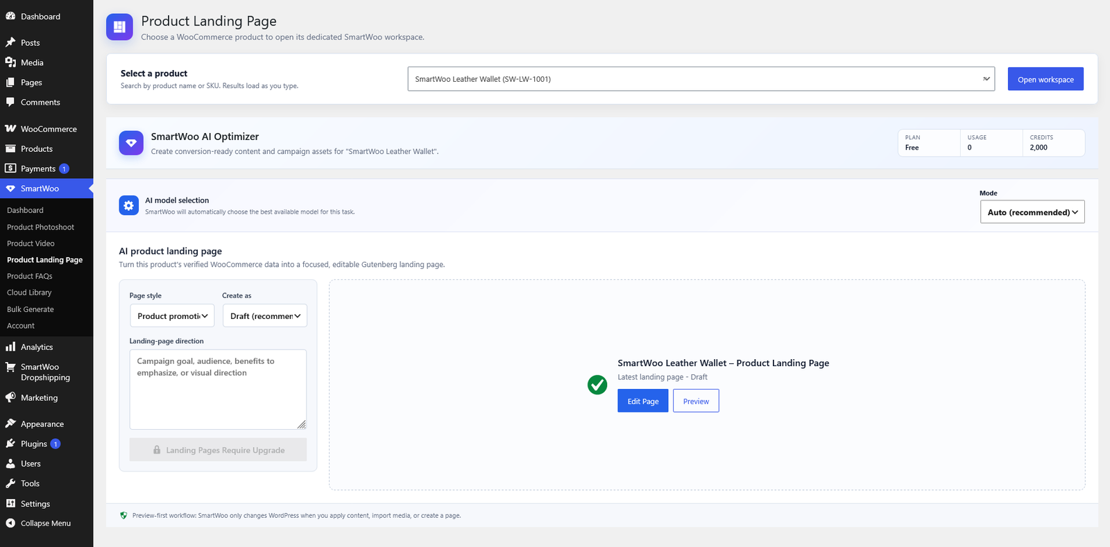 SmartWoo Product Landing Page workspace