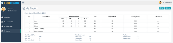 Parent Child exam Report