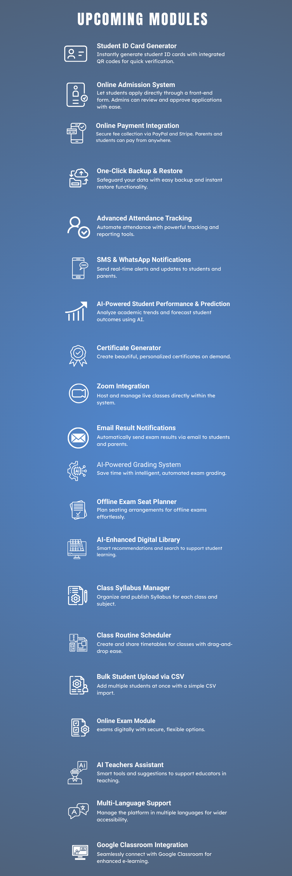 Upcoming Modules