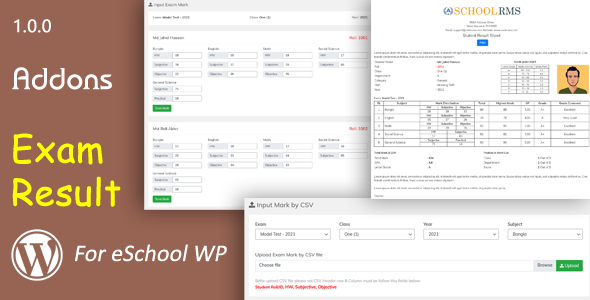 Exam And Result -  Addons for eSchool WP