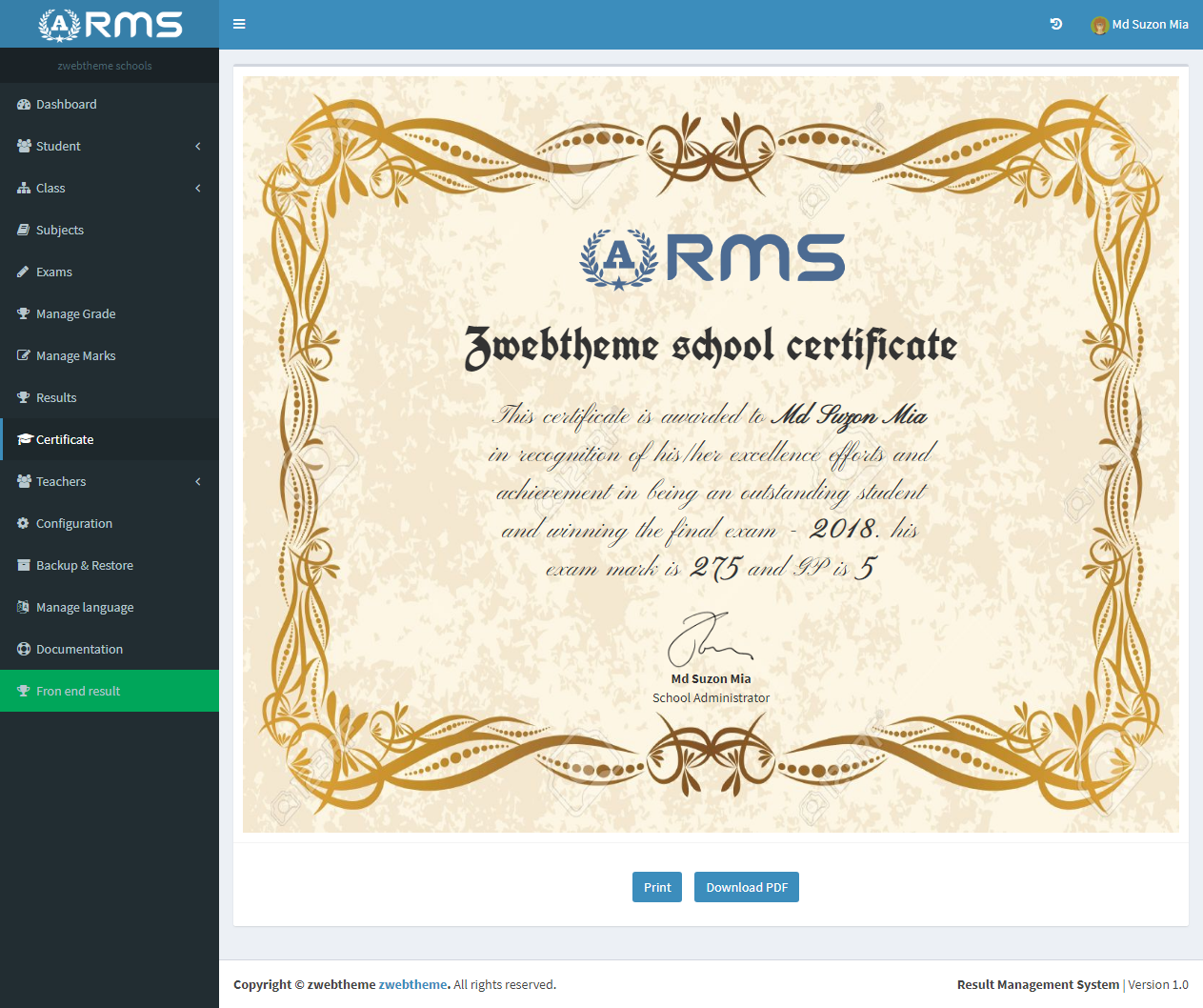 RMS Certificate